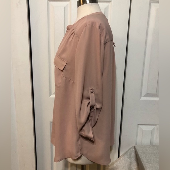 torrid Harper Georgette Pullover 3/4 Sleeve Pink Sheer Blouse with buttons - Picture 6 of 9